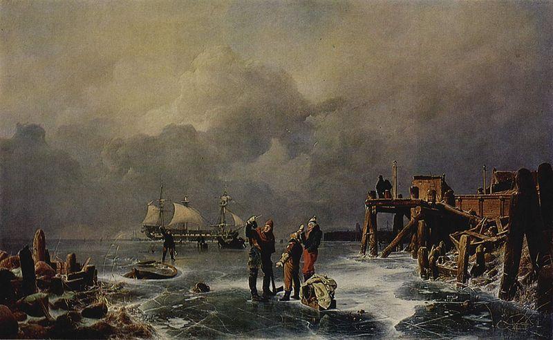 Andreas Achenbach Ufer des zugefrorenen Meeres oil painting image